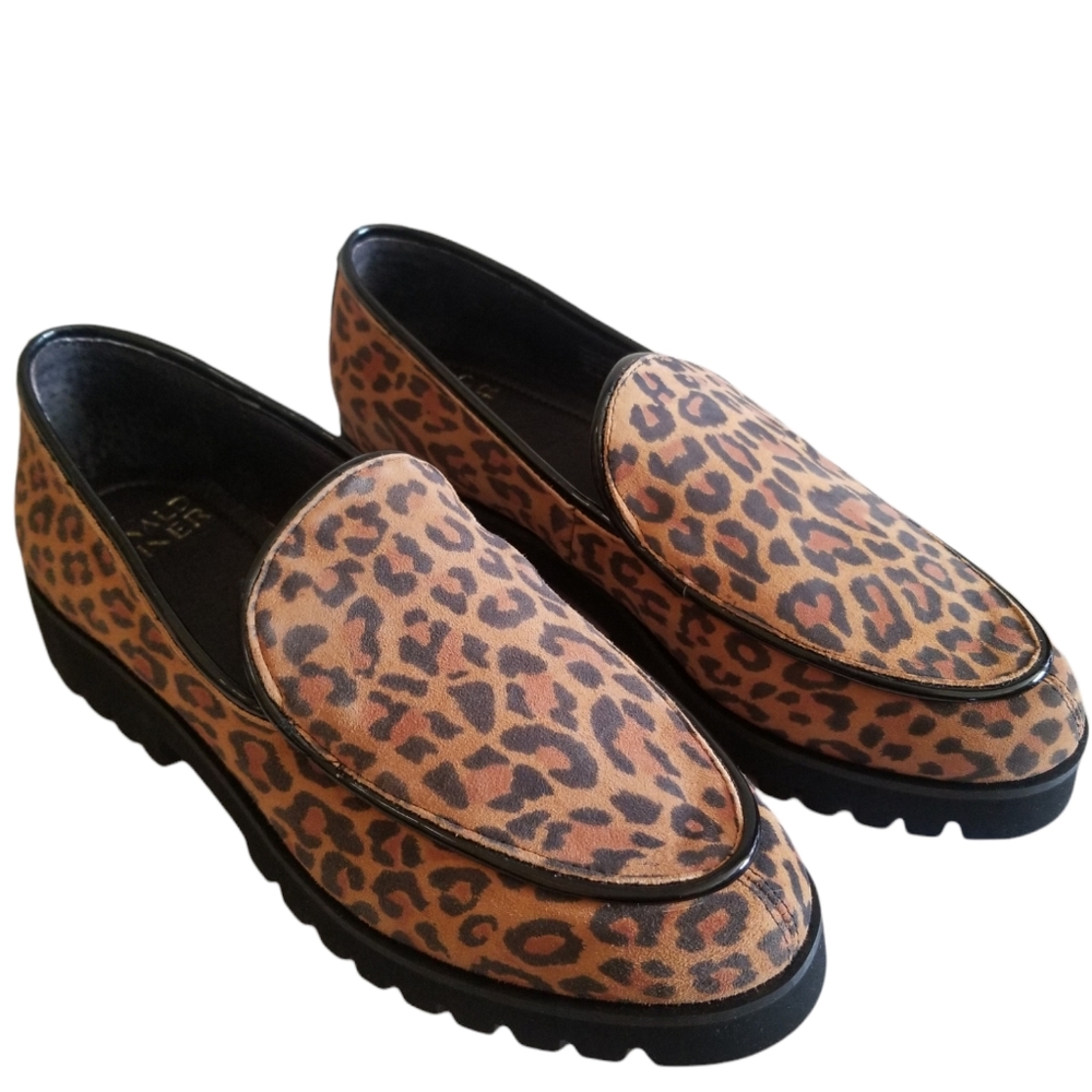 Donald J Pliner Leather Loafers Animal Print Sz 6.5M
